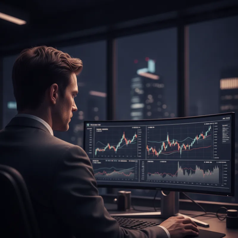 AI-driven market signals dashboard with live trend chart and confidence levels